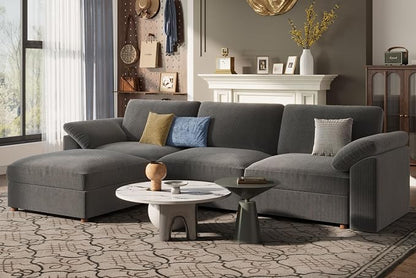 EASE MOOSE Large L Shape Sectional Modular Couch,Comfty Oversized Sectional Cloud Sofa,Wide Deep Seat Dark Gray Couch for Living Room,Removable Cover