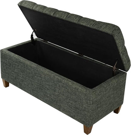 HomePop Ainsley 40" Storage Ottoman Bench - Green Clover Fabric
