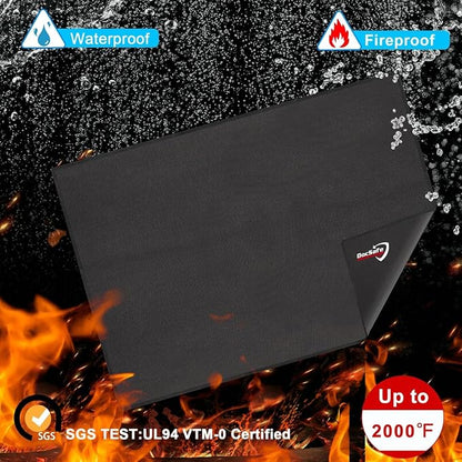 DocSafe 48 x 36 inches Under Grill Mat,Large 4 Layers Fire Pit Mat,Fireproof Mat Heat Insulated Protector for Deck,Patio,Grass,Smoker,BBQ,Reusable Oil-Proof and Waterproof Indoor Fireplace Pad