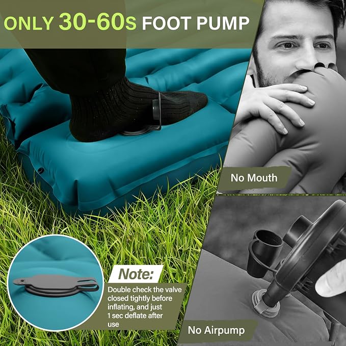 FUN PAC Camping Sleeping Pad, Ultralight Camping Mat with Pillow Built-in Foot Pump Inflatable Sleeping Pads Compact for Camping Backpacking Hiking Traveling Tent