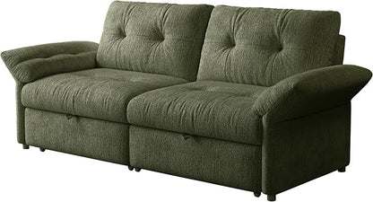 81.5'' Full Sleeper Sofa, Pre-Assembled, Chenille Pull Out Couches Bed, 3-in-1 Convertible Sofa, Adjustable Backrest, Small Loveseat for Small Space, Living Room, Apartment, Chenille Green
