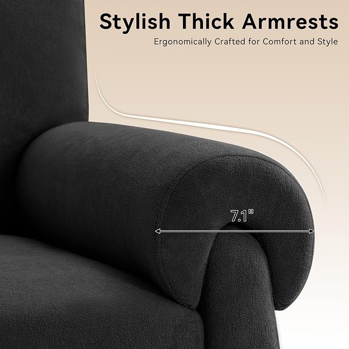 Accent Chairs Set of 2, Modern Living Room Chairs, Comfy Single Sofa Chair with Thick Cushion and Armrests, Upholstered Reading Club Chair, Arm Chair for Living Room Bedroom, Black