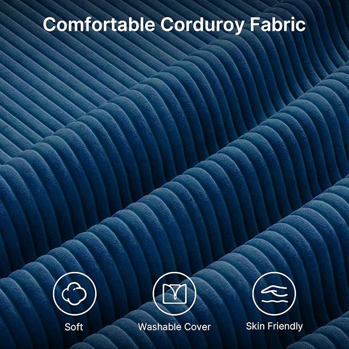 Gizoon 75” Small Cloud Loveseat Couches for Living Room, 2 Seater Love Seat Sofa with Comfy Deep Seat, Small Washable Couches with Removable Corduroy Cover for Apartment, Blue