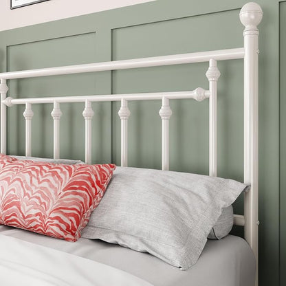 Allewie 14 Inch Queen Size Metal Platform Bed Frame with Victorian Vintage Headboard and Footboard/Mattress Foundation/Under Bed Storage/No Box Spring Needed/Easy Assembly/Noise Free/White