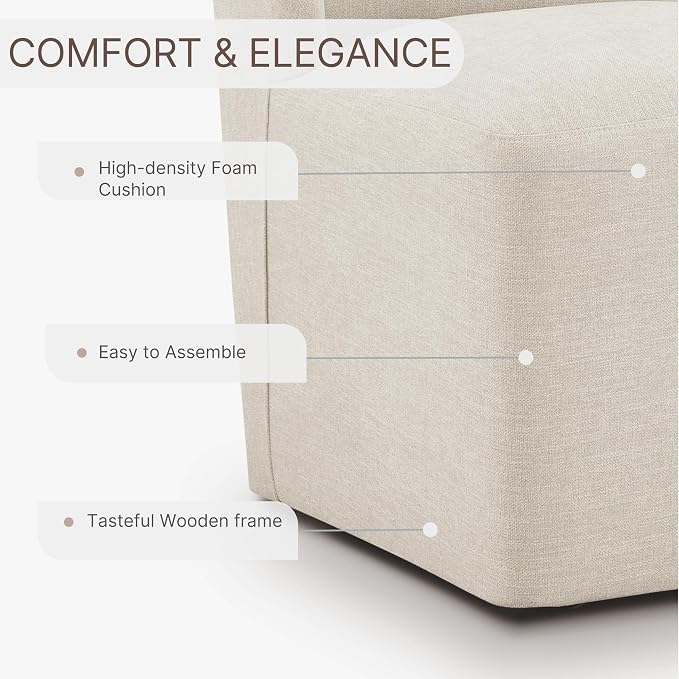 KISLOT Upholstered Dining Chairs Set of 4 with Casters, Wingback Modern Side Armless Deskchair with Rollers for Diningroom Bedroom Livingroom Reading Room, Cream Beige Fabric