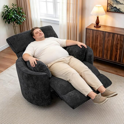 450lbs Oversized Power Recliner Chair, 53" Extra Wide Electric Recliner for Big and Tall Adults, Single Sofa with USB & Type-C Ports, Pillows, Chair for Living Room, Bedroom, Office (Black)