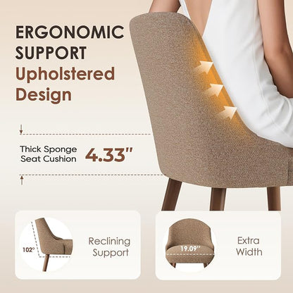 MALOL Dining Room Chair Set of 4, Upholstered Kitchen Chairs with Wood Legs, High-Back Padded Dining Chairs for Dining Room/Restaurant/Cafe, Camel