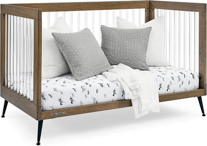 Delta Children Sloane 4-in-1 Acrylic Convertible Crib - Greenguard Gold Certified, Acorn/Matte Black