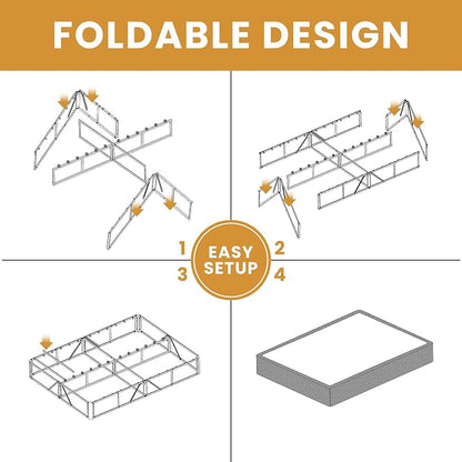 MAF Queen Box Spring 7 Inch High Profile Box Spring for Queen Bed, Queen Size Bed Base 3500 lbs Black Heavy Duty Metal Mattress Foundation with Easy Clean Cover, Easy Assembly