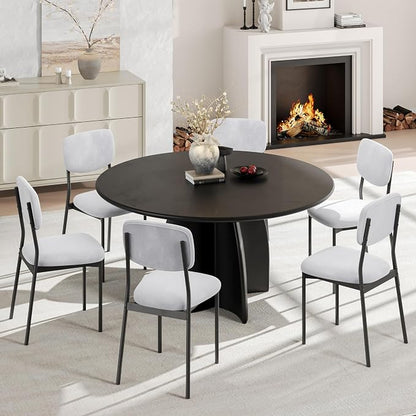 Einhomn Upholstered Dining Chairs Set, Modern Stackable Dining Room Chairs with Soft Velvet Backrest, Kitchen Chairs with Sturdy Metal Legs for Living Room, Restaurant, Set of 6,Light Grey
