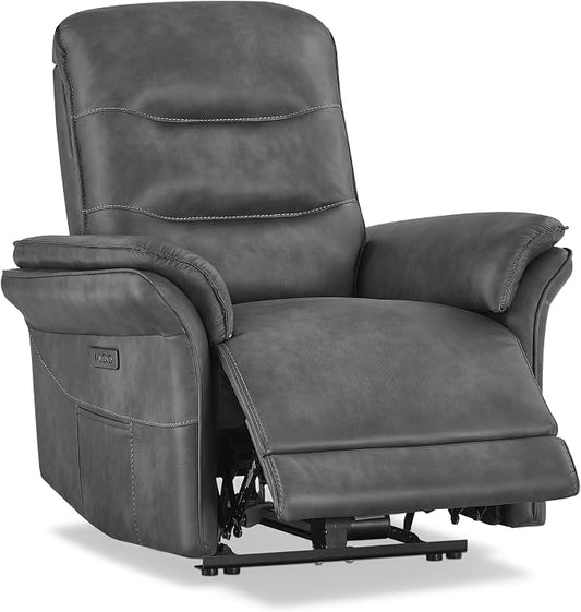 KISLOT Power Recliner Chair with Adjustable Headrest and Footrest, Dual Motor Leather Reclining Chair with USB/Type-C Charging, Zero Gravity Modern Electric Recliner for Adults Living Room Bedroom