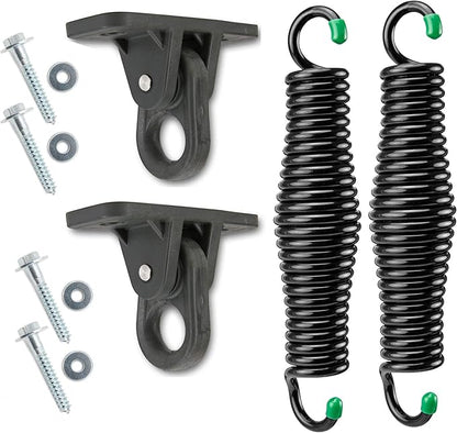SwingMate Porch Swing Hanging Kit - 750 Lbs. Capacity - Proudly Made in The USA - Patented Heavy-Duty Suspension Swing Hangers and Springs for Hammock Chairs or Ceiling Mount Porch Swings (Black)