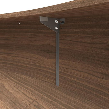 Linea Italia Curved Modern Office Desk Easy to Assembly 2 Panel Reception Counter for Lobby, Salon, 124" x 49", Walnut