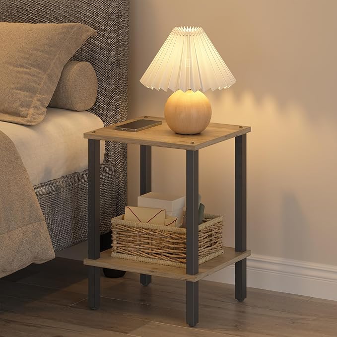 TUTOTAK End Table, Side Table, Nightstand, 2-Tier Storage Shelf, Sofa Side Table for Small Space, Living Room, Bed Room TB01BG034