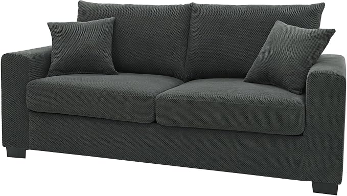 Ball & Cast 69" Loveseat Sofa, Modern Love Seat Couches for Living Room,Upholstered 2 Seater Small Couch with Throw Pillows for Bedroom,Apartment,Office,Easy Assembly,Dark Grey