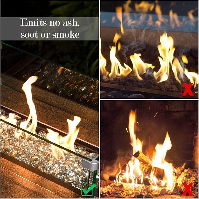 GASPRO 10 Pound Fire Glass Diamonds - 1inch Clear Fire Glass for Propane Fire Pit, Decorative Fire Pit Glass Rocks for Gas Fireplace, Crystal Luster