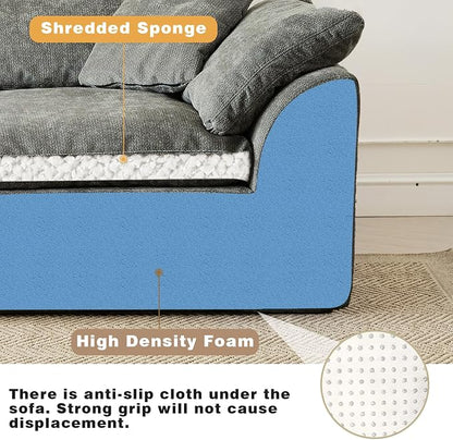 110" Boneless Cloud Couch Sectional for Living Room, Oversized Modular L Shaped Sofa with Ottoman, Deep Seat Chenille Sectional Couch for Cloud-Like Comfort (Ash Grey)