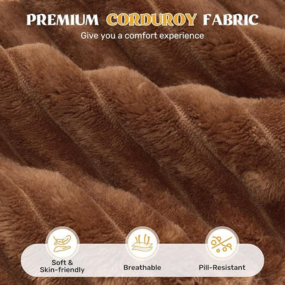 112" Modern Curved Cloud Couch, Corduroy Boneless Couches for Living Room with Deep Seat, Memory Foam Compressed Modular Sectional Sofa, No Assembly Required,Brown 1 PCS