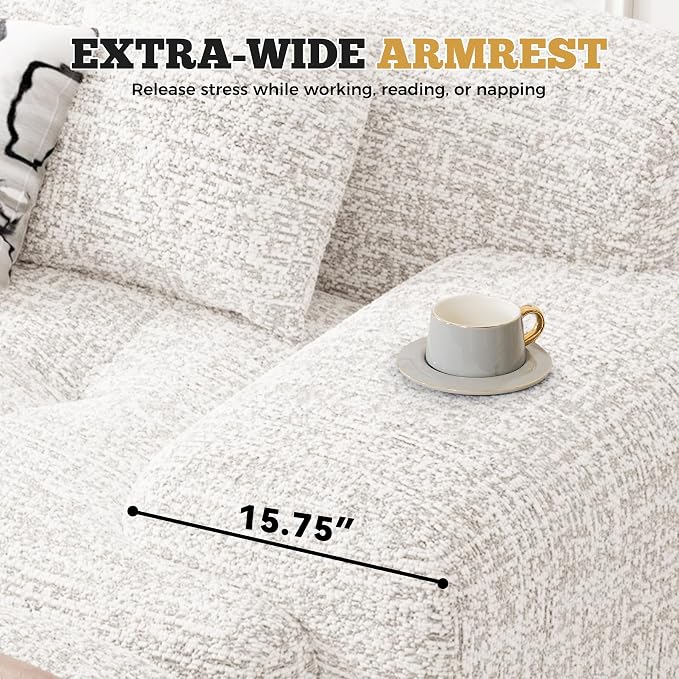 85" Cloud Loveseat Sofa in a Box, Modern Small Couch No Assembly Required, Comfy Deep Seat Boneless Couches for Living Room, Bedroom, Apartment, Beige 1 PCS