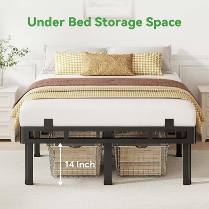 Superay King Bed Frame, 18 inch Metal Bed Frame & Box Spring 2 in 1 Design, Double Layer Bed Frame with Rounded Legs, Heavy Duty Platform Support 4000lbs, with Matress Gasket & headboard Adapter
