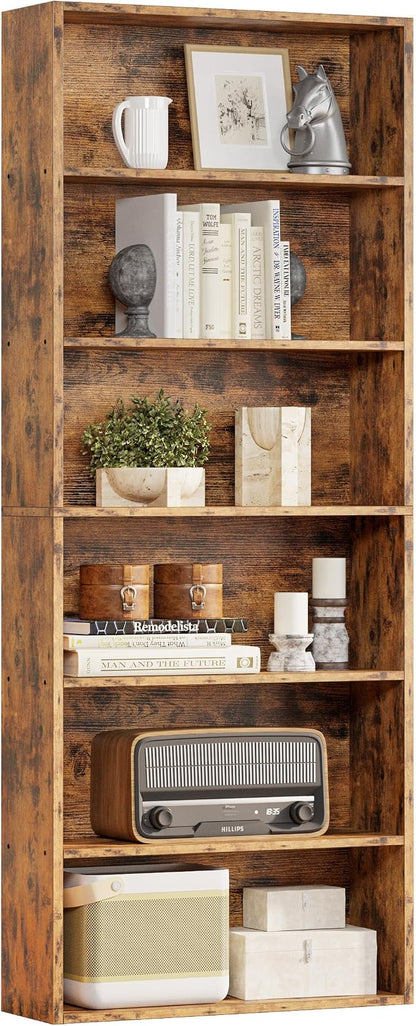 IRONCK Industrial Bookshelves and Bookcases Floor Standing 6 Shelf Display Storage Shelves 70 in Tall Bookcase Home Decor Furniture for Home Office, Living Room, Bed Room, Vintage Brown