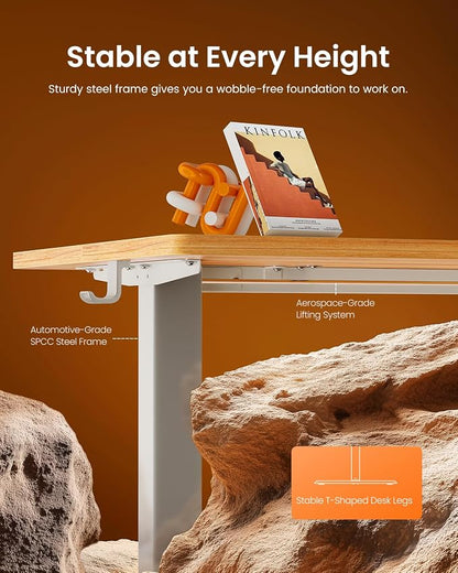 ErGear Height Adjustable Electric Standing Desk, 48 x 24 Inches Sit Stand up Desk, Memory Computer Home Office Desk, Light Vintage Brown