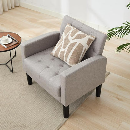 TYBOATLE Accent Chair Comfy Living Room Chair Tufted Mid Century Modern Accent Chairs Cozy Upholstered Reading Armchair for Office Bedroom