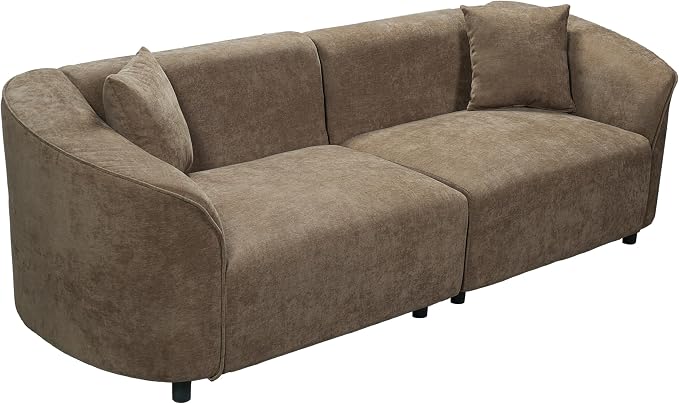 Merax 87" Curved Sofa Comfy Contemporary Upholstered Loveseat with Extra Deep Seats for Living Room Apartment Office, Brown