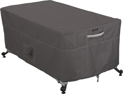 Classic Accessories Ravenna Water-Resistant 56 Inch Rectangular Fire Pit Table Cover, Outdoor Table Cover