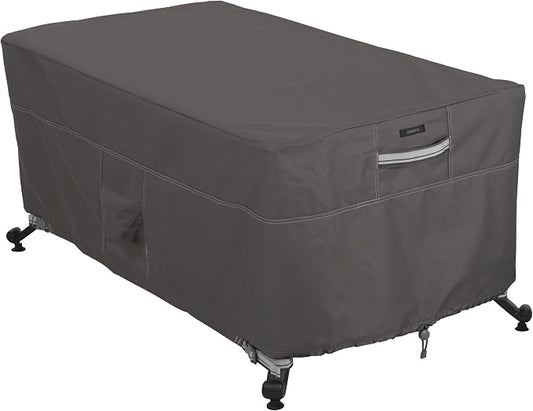 Classic Accessories Ravenna Water-Resistant 56 Inch Rectangular Fire Pit Table Cover, Outdoor Table Cover
