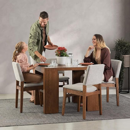 Transformer Table - Solid Wood Extendable Dining Table with 4 Stackable Chairs, Seats 2-12, Expandable Table, Space-Saving Furniture, Dark Walnut, Brown Finish (Table + 4 Chairs)