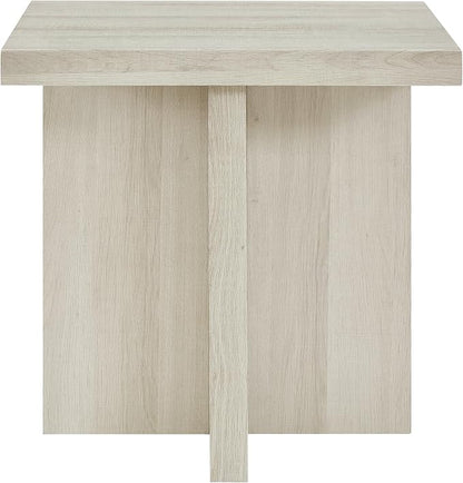 Roundhill Furniture Mchome Square End Table, Nightstand, White Finish