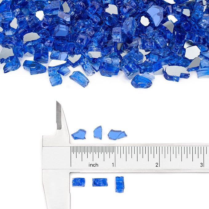 Stanbroil 10 Pound Fire Glass - 1/4 inch Reflective Tempered Fire Glass for Fireplace Fire Pit, Cobalt Blue Reflective