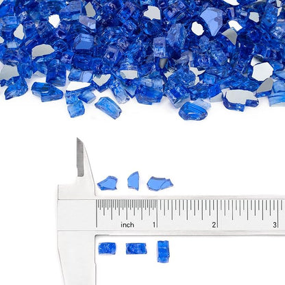 Stanbroil 10 Pound Fire Glass - 1/4 inch Reflective Tempered Fire Glass for Fireplace Fire Pit, Cobalt Blue Reflective