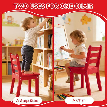 Costaelm Kids Table and 4 Chair Set, Activity Table Chair Set, Toddler Game, Playroom Furniture, Picnic Table Chairs, 5 Piece Dining Table Set, Red