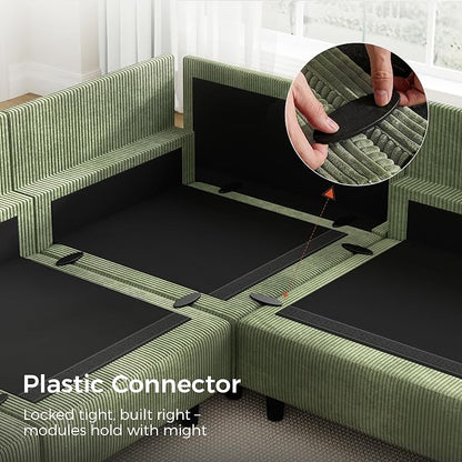 KKL Modular Sectional Sofa Bed with Storage Ottoman, Convertible L/U-Shaped Sleeper Couch for Living Room, Modern Reversible Design(Green,6 Seater U Shape)