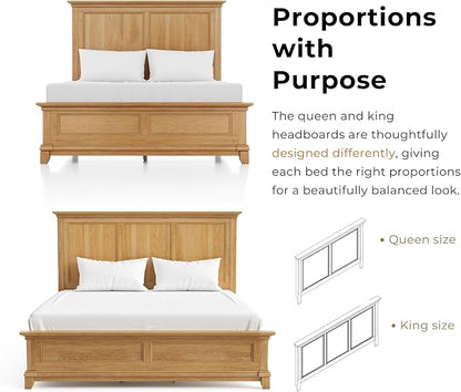 Furniture of America Yardley Farmhouse Solid Wood 5-Piece Bedroom Set with Platform Bed, Felt-Lined Top Drawers on Nightstands and Dresser with Mirror, Box Spring Needed, King, Natural Oak