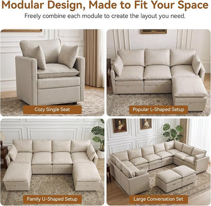 30" Beige Faux Leather Storage Sofa Chair, Single Accent Chair with Ottoman | Modern Upholstered Deep Seat Sofa Chair, Comfort for Reading, Lounging, and Small spaces, Armchair for Living Room, Bedroom