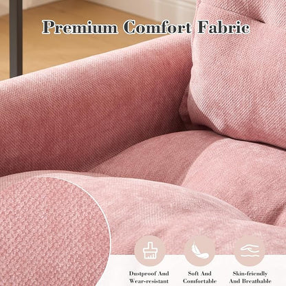 Swivel Accent Chair Set of 2, Modern Swivel Barrel Chair for Living Room, 360 Degree Comfy Square Accent Barrel Chair, Upholstered Sofa Armchair for Bedroom,Reading, Chenille, Pink