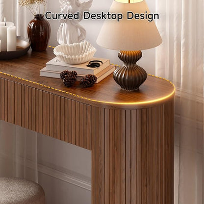 ONBRILL 55 Inch Console Table with 2 Drawers, Entryway Tables with Storage, Sofa Table Behind The Couch, Hallway Tables, Walnut