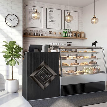 Small Black Reception Desk with Counter and Lock & Drawer for Salon 31.5 Inch Front Table Modern Standing Receptionist Room Tables Checkout Counter for Retail Store, Spa, Office