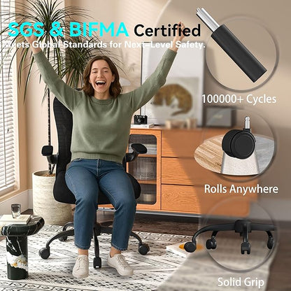 Office Desk Chair with Ergonomic Lumbar Support, Extra-Thick Seat Cushion, Flip-up Arms, Breathable Mesh Back, Computer Task Chair for Home Office
