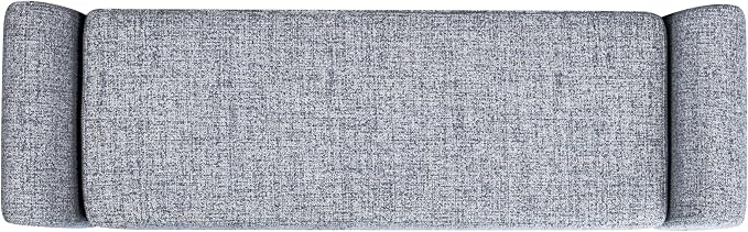 HomePop 60" Modern Storage Bench with Wood Legs - Blue Gray Woven Fabric