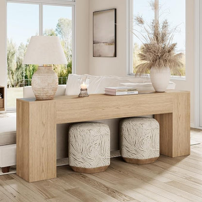 Epecoya 86-Inch Console Table for Living Room, Farmhouse Extra Long Entryway Table, Wood Sofa Table Behind Couch for Hallway, Entry Way, Entrance, Light Oak Brown