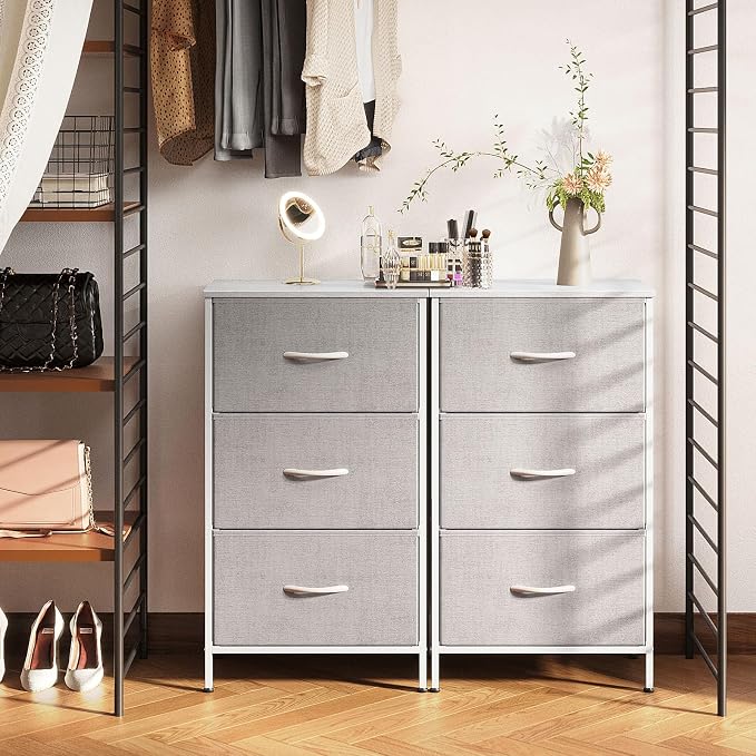 AODK Dresser for Bedroom Nightstand Small Chest of Drawers End Table for Living Room, Closet with 3 Storage Drawers Organizer Clothes, Light Grey