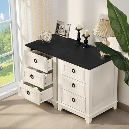 Joaxswe Farmhouse Night Stand Set of 2, 18" End Table with 3 Drawer Metal Handle, Dresser for Bedroom, Sofa Bed Side Table Chest of Drawers,Wood Nightstand Cabinet for Organizer, Living Room-White