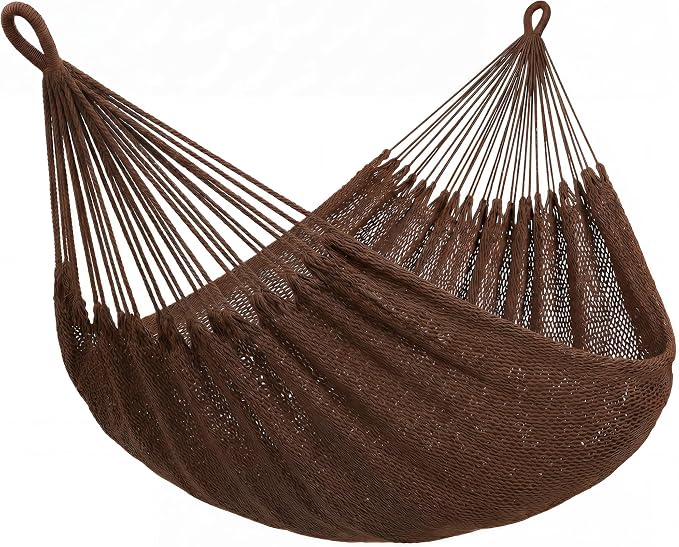 SUNCREAT Hammocks Backyard Rope Hammock, Heavy Duty Large Hammock for Outside, Brown