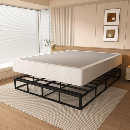 NHODIR 8 Inch Box Spring Queen Size Bed Base, Heavy Duty Metal Queen Mattress Foundation with Fabric Cover, Easy Assembly,Noise Free
