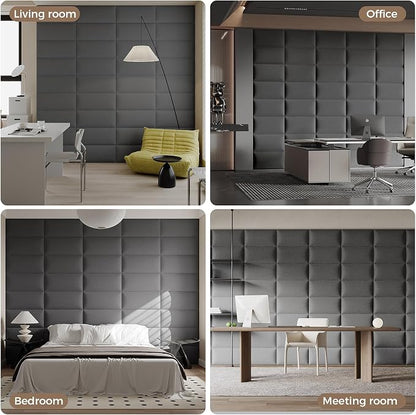 Modern Dark Gray Linen Fabric Headboard 24x12 Inch 9-Panel Set - Compatible with Queen/King/Full Beds, Adjustable Bed Frame Friendly