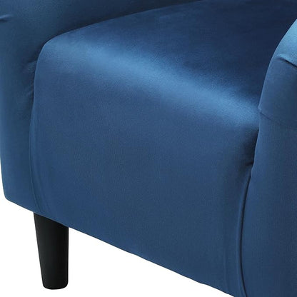Topeakmart Velvet Accent Chair, Modern Club Chair Upholstered Armchair with Solid Legs Comfy Sofa Chair for Living Room/Bedroom/Waiting Room, Pagoda Blue